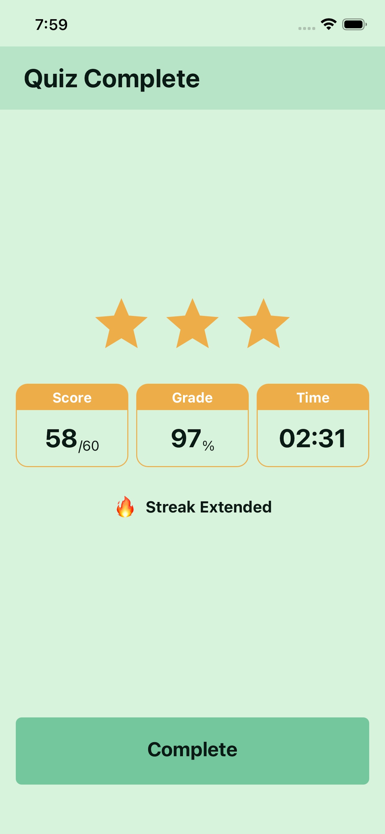 Quiz results